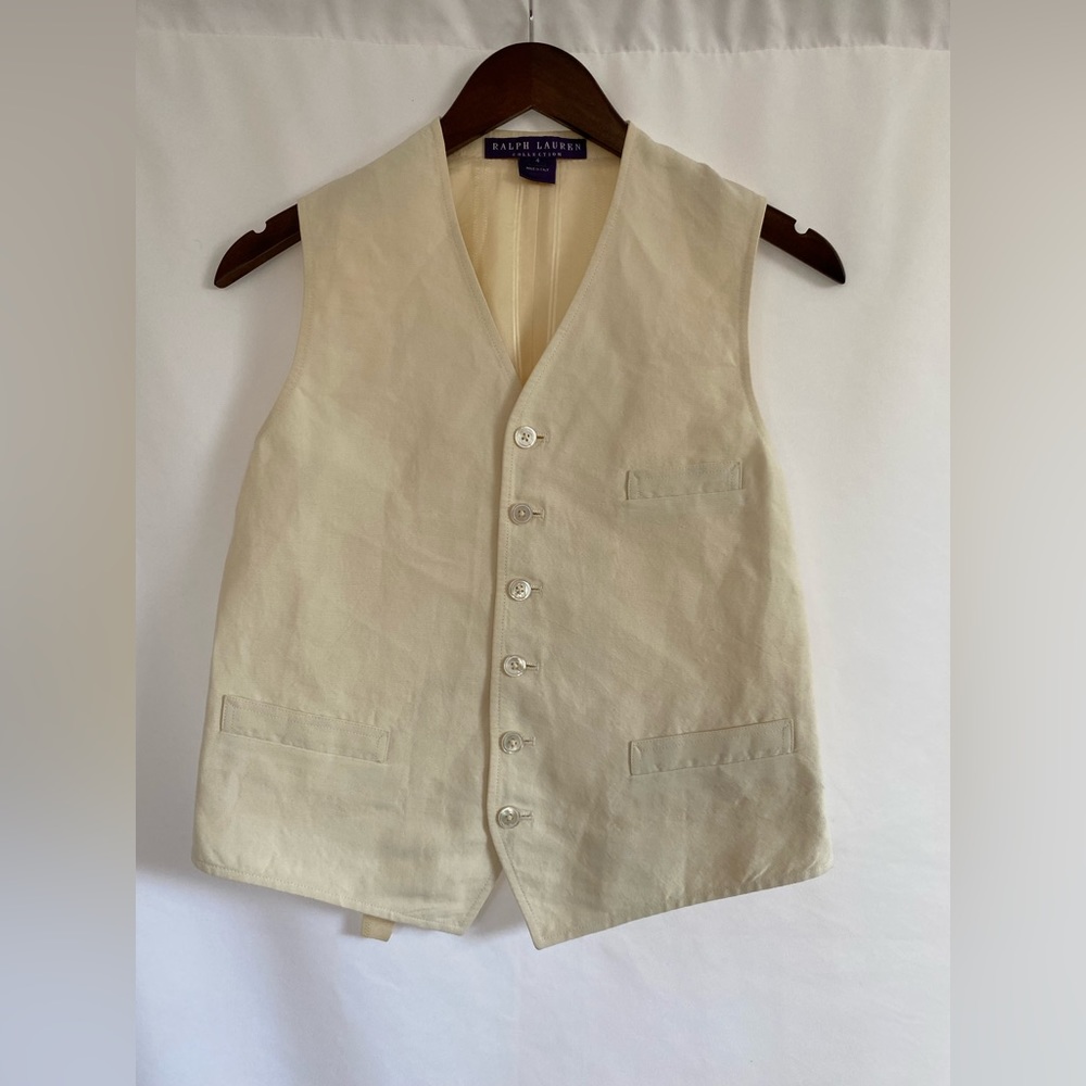 Ralph Lauren Collection Linen/Silk Button-Down Vest